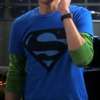 Sheldon wearing his Superman shirt