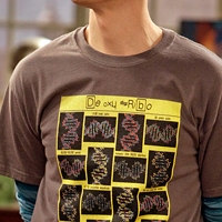 Sheldon wearing Thinker Clothing De Oxy Ribo shirt