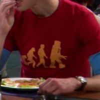 Sheldon wearing Robot Evolution shirt