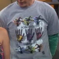 Sheldon wearing Thinker Clothing Roboticus Carpalium shirt